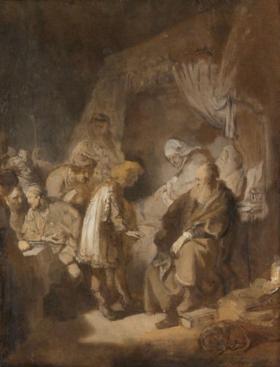 Jozef vertelt zijn dromen aan zijn ouders en broers, 1633 door Rembrandt van Rijn